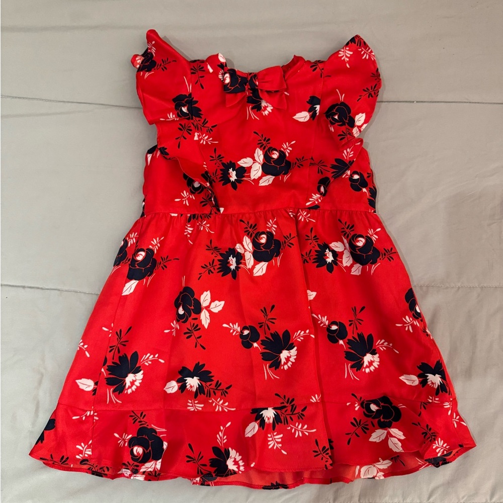 Janie and Jack Red Floral Flutter Sleeveless Dress